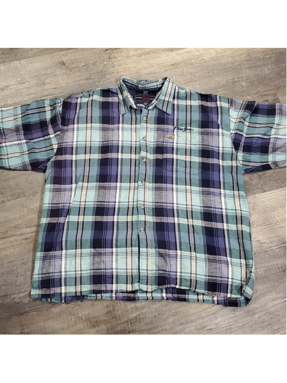 Vintage Phat Farm Button Up Shirt Short Sleeve Men's Size: XXXL Blue Plaid